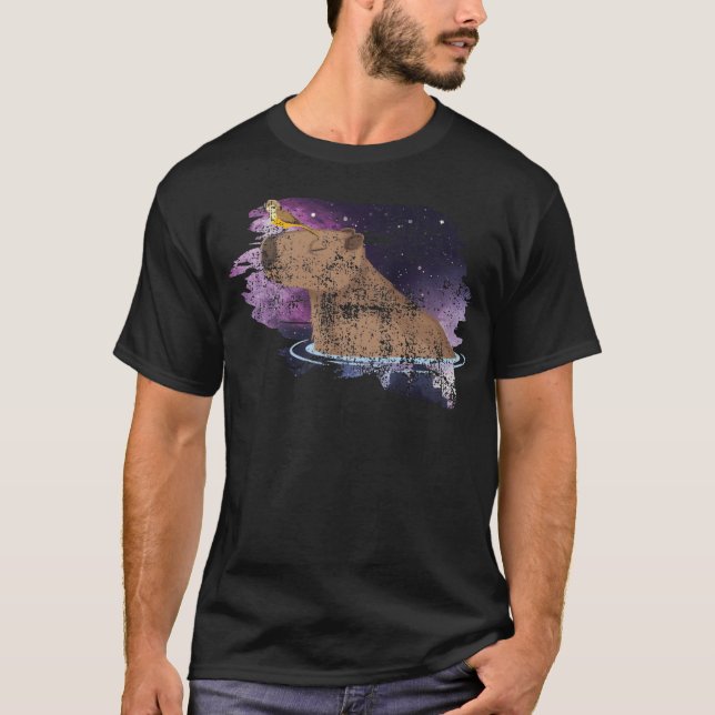 T-shirt Capybara Et Oiseau Nature Animaux Rodent (Devant)