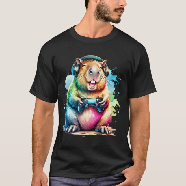 T-shirt Capybara Gamer (Devant)
