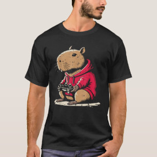 T-shirt Capybara Gamer Funny Jeu Vidéo Jeu Capy Rodent Boy