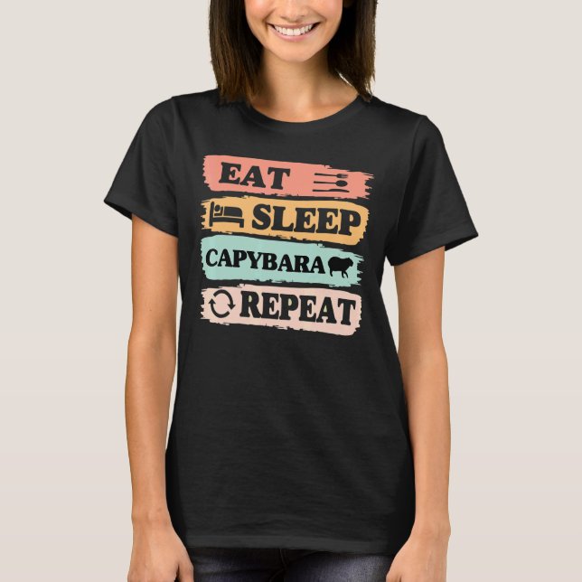 T-shirt Capybara Giant Rodent manger sommeil Capybara répé (Devant)