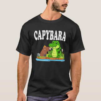 T-shirt Capybara Hangs Out With Crocodile Chilling With Cr