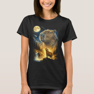 T-shirt Capybara hurle à la lune drôle mème drôle 90's