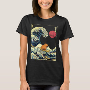 T-shirt Capybara japonais vague de Kanagawa drôle de surf 
