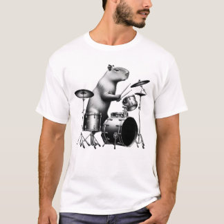 T-shirt Capybara Jouer à la batterie Drumkit Lecteur Drumk