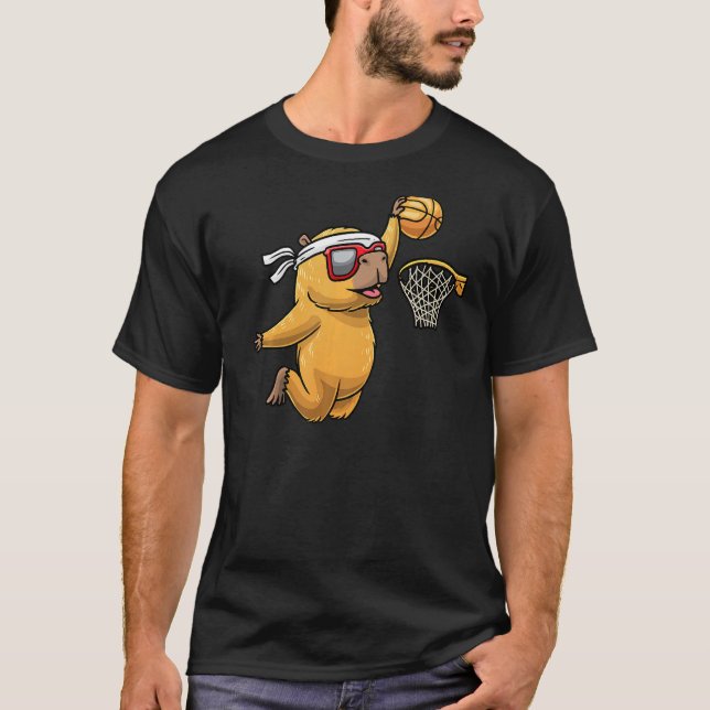 T-shirt Capybara Jouer Basket-ball Sport Rodent Enfants Pr (Devant)
