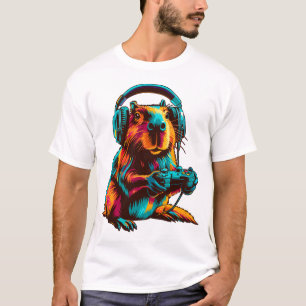 T-shirt Capybara joueur drôle de jeux vidéo Graphique amus
