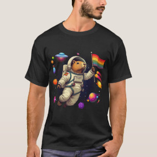 T-shirt Capybara LGBTQ dans l'Espace : Aventure amusante e