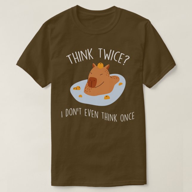 T-shirt Capybara Mandarin Orange Think Twice 1 (Design devant)
