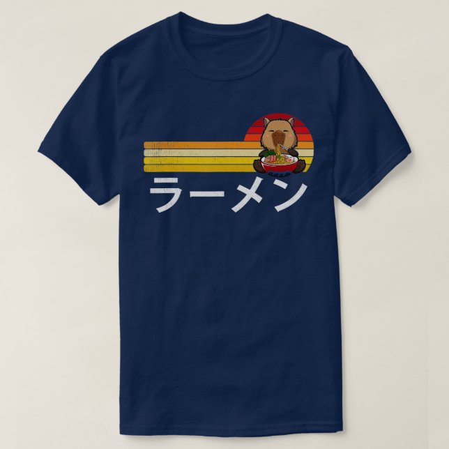 T-shirt Capybara Manger Ramen Amusant Japonais Nourriture  (Design devant)