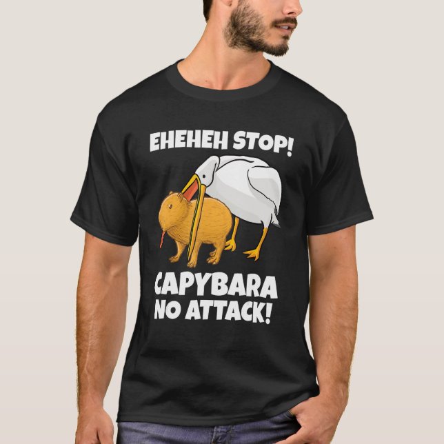 T-shirt Capybara Meme Pelican eats Eheheh Stop (Devant)