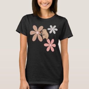 T-shirt Capybara Mignon Avec Fleur