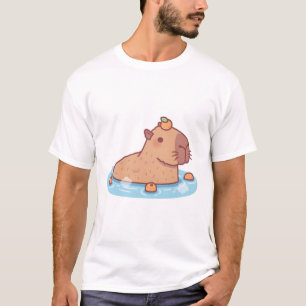T-shirt Capybara Mignonne Avec Orange Tête Fraîche Chaud