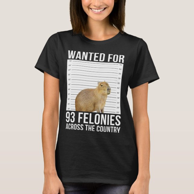 T-shirt Capybara Mugshot Recherché Pour 93 Felonies À Trav (Devant)