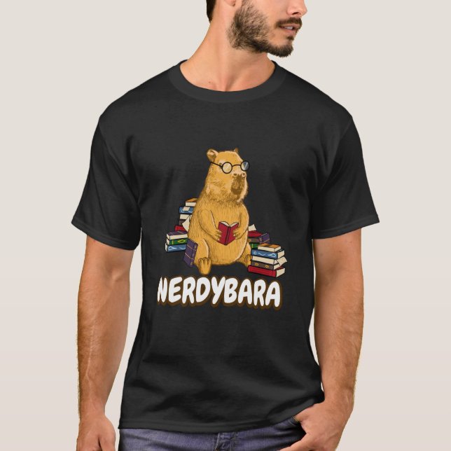 T-shirt Capybara Nerdybara Book reading Teacher School Ner (Devant)