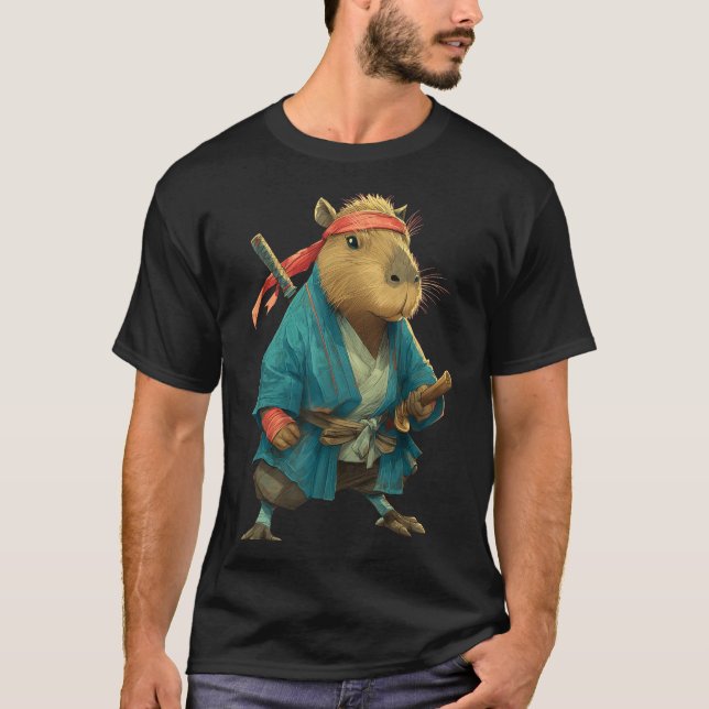 T-shirt Capybara Ninja Samurai Japan Funny Japanese Graphi (Devant)