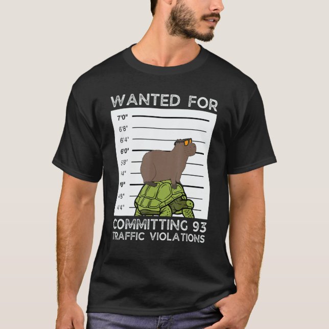 T-shirt Capybara On Tortoise Wanted Mugshot (Devant)