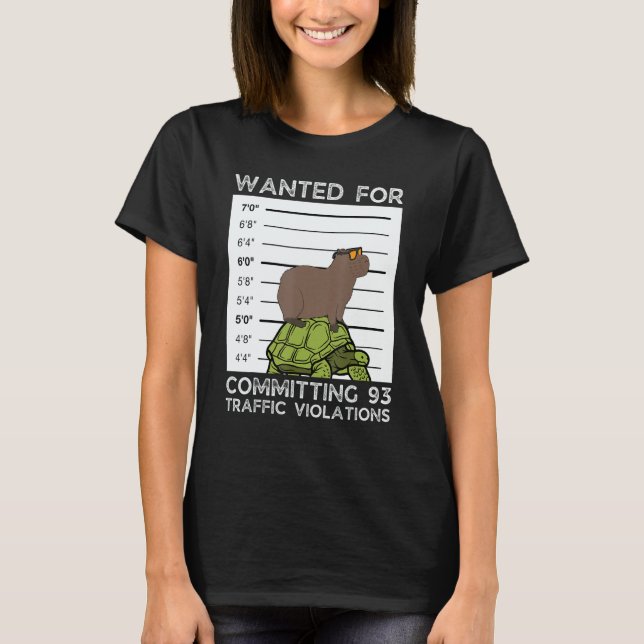 T-shirt Capybara On Tortoise Wanted Mugshot (Devant)