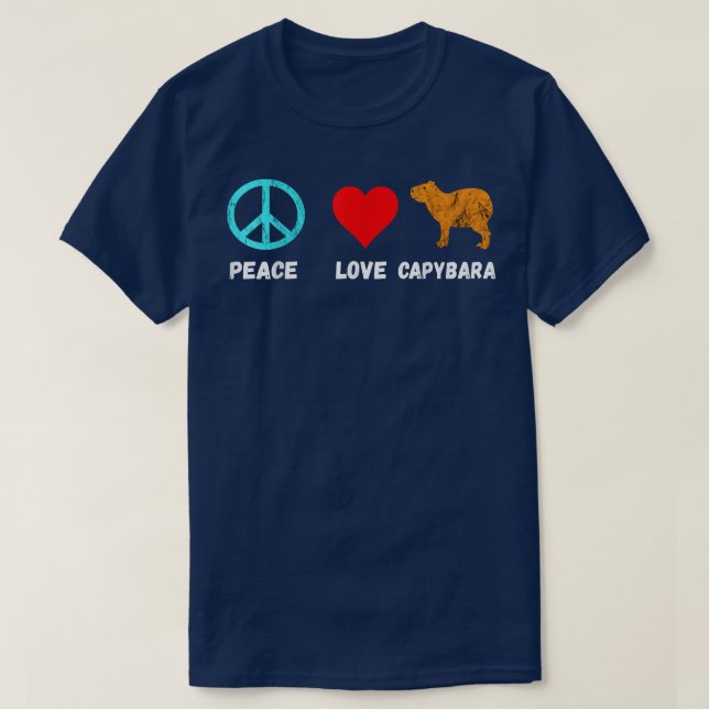 T-shirt Capybara Peace Love Water Pig Guinée  (Design devant)