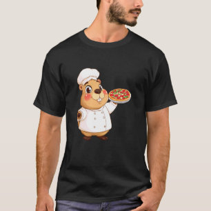 T-shirt Capybara Pizza Drôle Regard