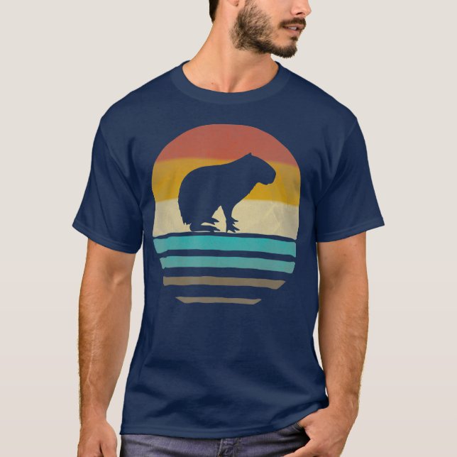 T-shirt Capybara Retro Vintage les années 70 Silhouette Ca (Devant)