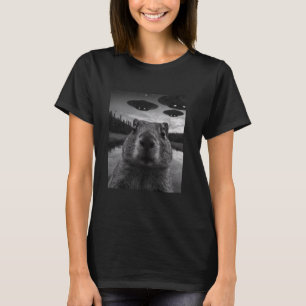 T-shirt Capybara selfie avec des ovnis, capybara alien drô