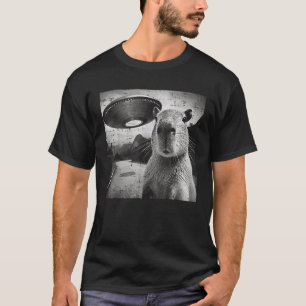 T-shirt Capybara Ufo Selfie Drôle Mème Rodent Alien Hommes