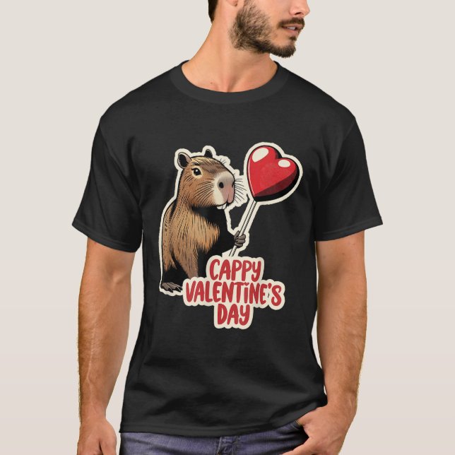 T-shirt Capybara Valentine, Cappy Valentines Day, Capybara (Devant)