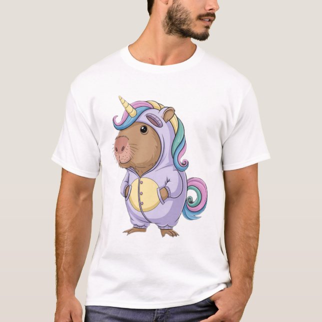 T-shirt Capycorn Capybara Unicorn Kawaii Rainbow Rodent (Devant)