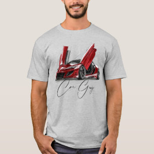 T-shirt Car Guy Red Race Sports Voiture Supercar Adolescen