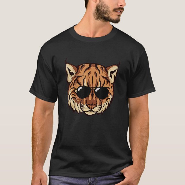 T-shirt Caracal Chat Wild Chat Caracal Visage Sunglass Bro (Devant)