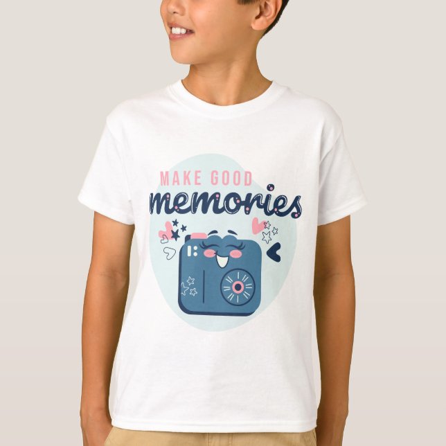 T-shirt Caractère Caméra Souvenirs mignons (Devant)