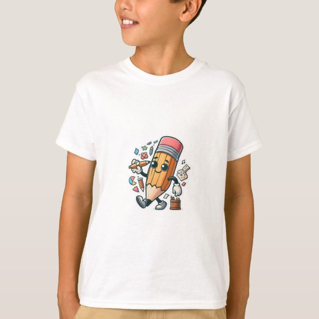 T-shirt Caractère crayon Animé - Art jouant (Devant)