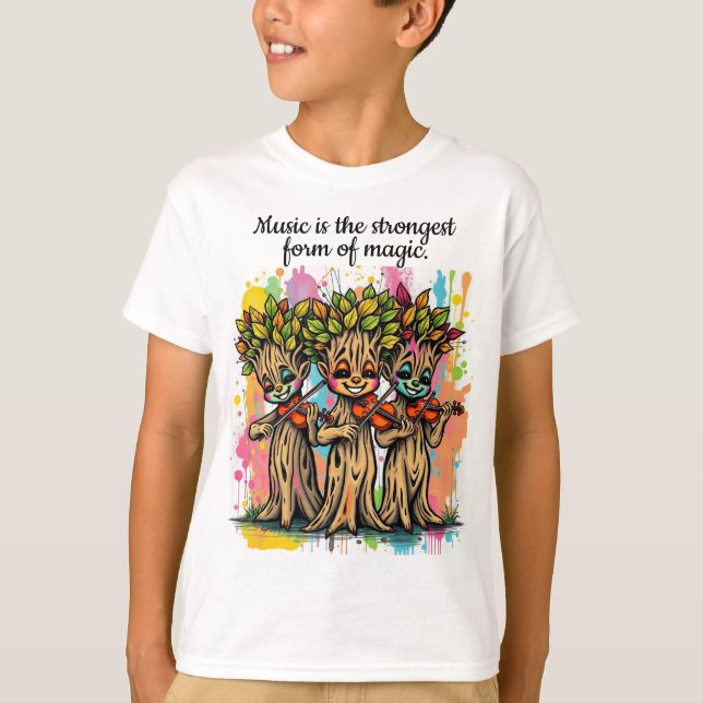 T-shirt Caractères d'arbre musical mignons (Devant)
