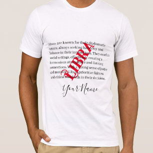 T-shirt Caractéristiques de la bibliothèque et signe zodia