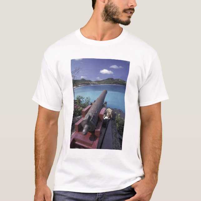 T-shirt CARAÏBES, Saint-Barts, Connon pointant vers la bai (Devant)