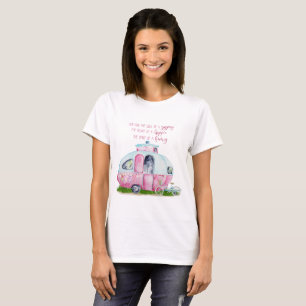 T-shirt Caravane vintage rose de campeur d'aquarelle rétr