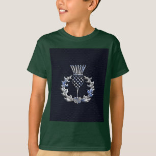 T-shirt Carbone Fibre Print Silver Scottish Thistle