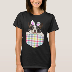 T-shirt Cardigan Pâques à carreaux Welsh Corgi Lapin Chien