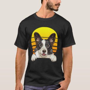 T-shirt Cardigan Welsh Corgi Chien Coucher de Soleil Rétro