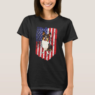 T-shirt Cardigan Welsh Corgi drapeau américain 4 juillet É