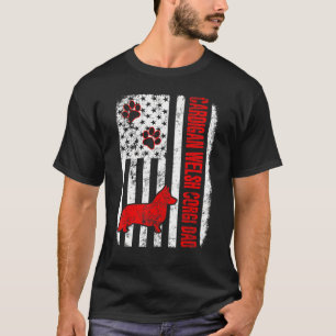 T-shirt Cardigan Welsh Corgi Papa Drapeau Américain