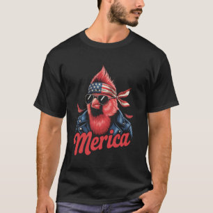 T-shirt Cardinal du Nord Amoureux des Oiseaux Lunettes de