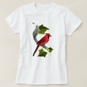T-shirt Cardinal en Branche avec des Feuilles ivoiriens