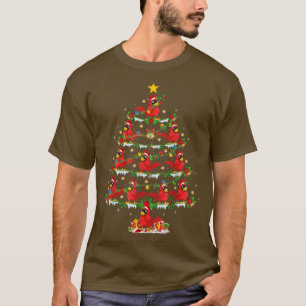 T-shirt Cardinal Oiseau Amant Noël Lumières Cardinal Noël