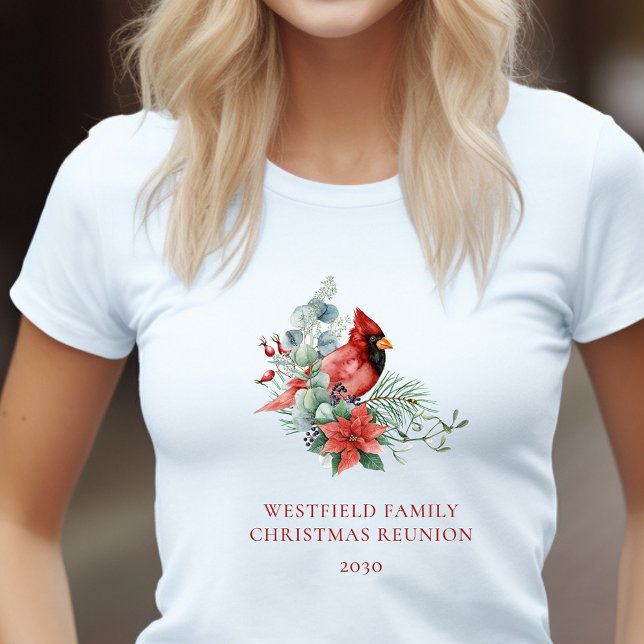 T-shirt Cardinal rouge de la Réunion de la famille de Noël (Christmas Family Reunion Red Cardinal Women's T-Shirt)