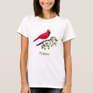 T-shirt Cardinal rouge perché sur une branche d'arbre