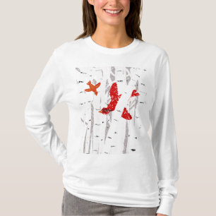 T-shirt Cardinaux rouges sur la scène hivernale des boule