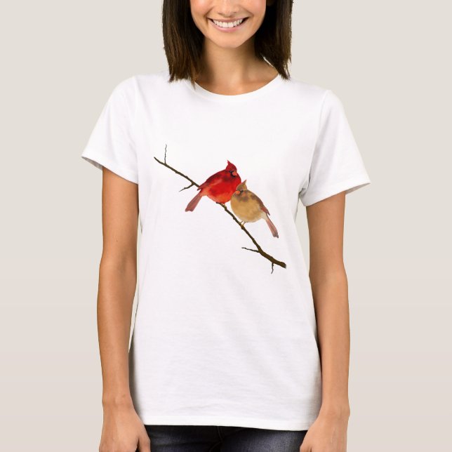 T-shirt cardinaux sur une branche (Devant)