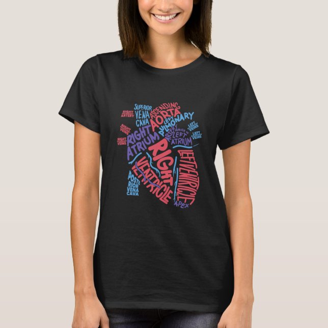 T-shirt Cardiologie cardiaque humaine anatomique (Devant)