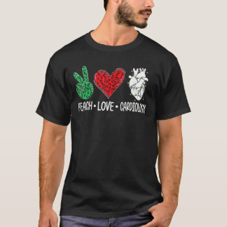 T-shirt Cardiologie Paix Amour Noël Lumières Cardiac Infir